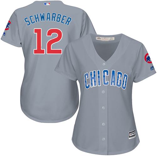 Cubs #12 Kyle Schwarber Grey Road Women's Stitched MLB Jersey