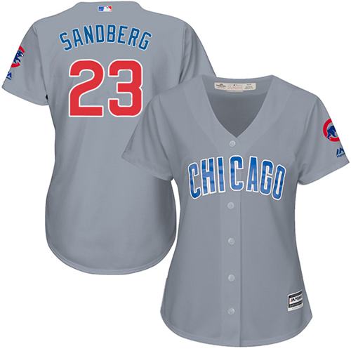 Cubs #23 Ryne Sandberg Grey Road Women's Stitched MLB Jersey