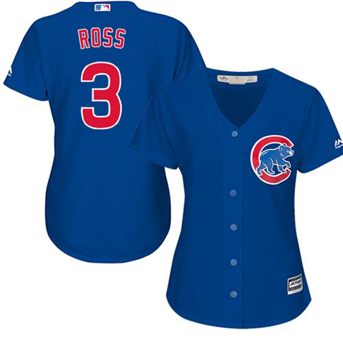 Cubs #3 David Ross Blue Alternate Women's Stitched MLB Jersey