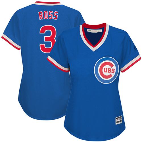 Cubs #3 David Ross Blue Cooperstown Women's Stitched MLB Jersey