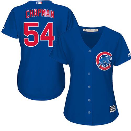 Cubs #54 Aroldis Chapman Blue Alternate Women's Stitched MLB Jersey