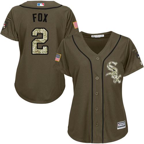 White Sox #2 Nellie Fox Green Salute to Service Women's Stitched MLB Jersey