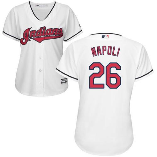 Indians #26 Mike Napoli White Women's Home Stitched MLB Jersey