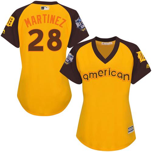 Tigers #28 J. D. Martinez Gold 2016 All-Star American League Women's Stitched MLB Jersey