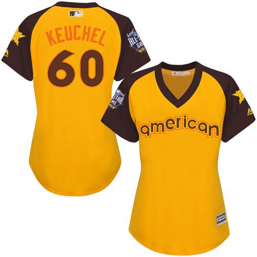 Astros #60 Dallas Keuchel Gold 2016 All-Star American League Women's Stitched MLB Jersey