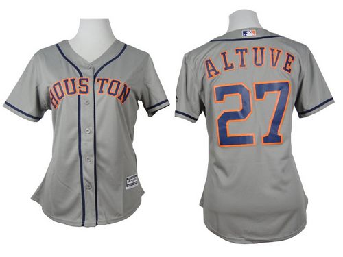 Astros #27 Jose Altuve Grey Road Women's Stitched MLB Jersey
