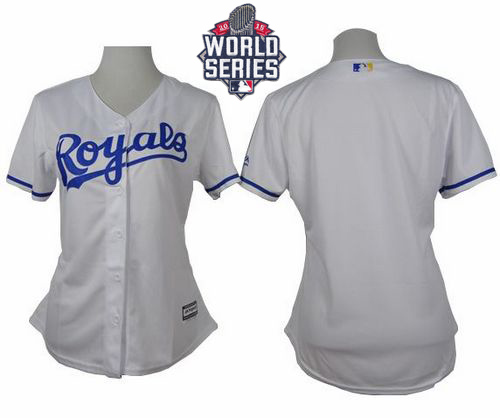Royals Blank White Home W/2015 World Series Patch Women's Stitched MLB Jersey