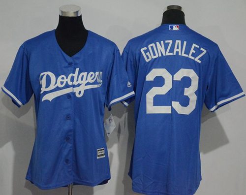 Dodgers #23 Adrian Gonzalez Blue Alternate Women's Stitched MLB Jersey