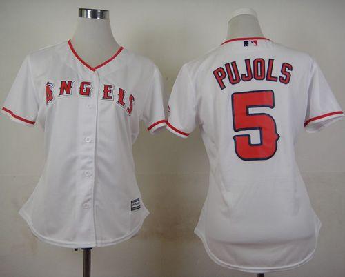 Angels of Anaheim #5 Albert Pujols White Women's Home Stitched MLB Jersey