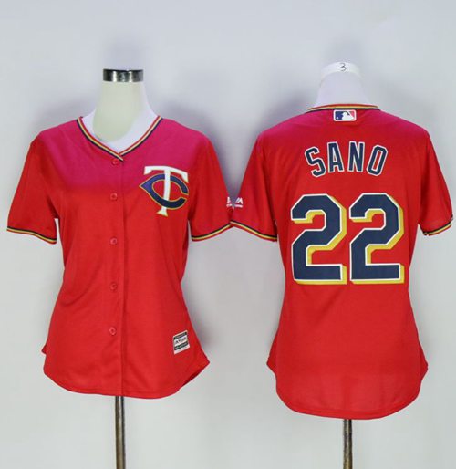Twins #22 Miguel Sano Red Women's Alternate Stitched MLB Jersey(Run Small)