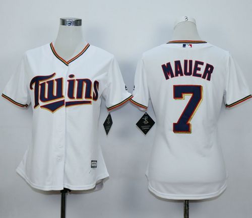 Twins #7 Joe Mauer White Home Women's Stitched MLB Jersey(Run Small)