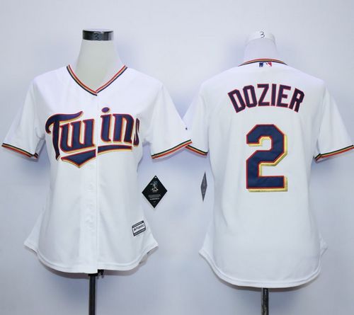 Twins #2 Brian Dozier White Home Women's Stitched MLB Jersey(Run Small)
