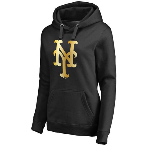 Women's New York Mets Gold Collection Pullover Hoodie Black