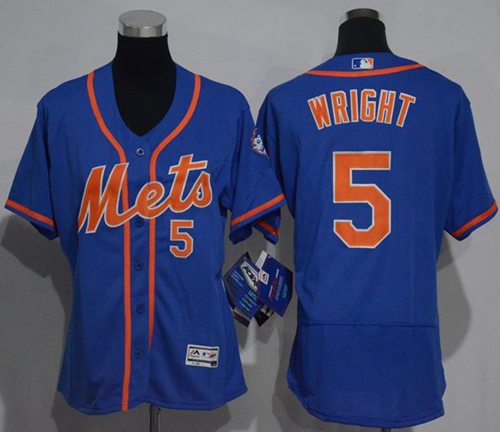 Mets #5 David Wright Blue Flexbase Authentic Women's Stitched MLB Jersey