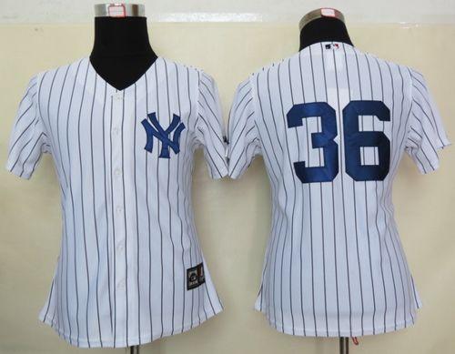 Yankees #36 Carlos Beltran White Strip Home Women's Stitched MLB Jersey
