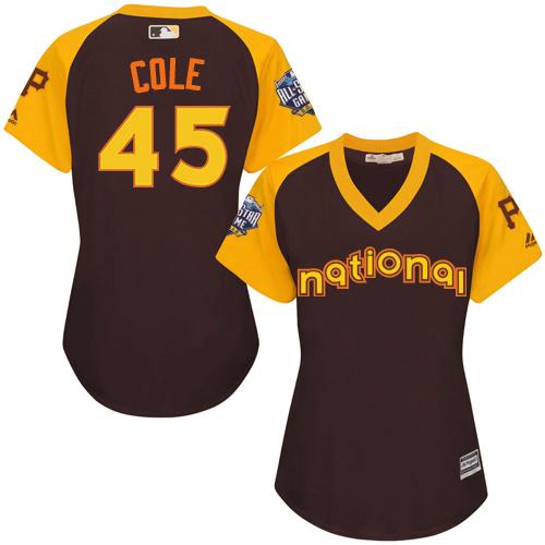 Pirates #45 Gerrit Cole Brown 2016 All-Star National League Women's Stitched MLB Jersey