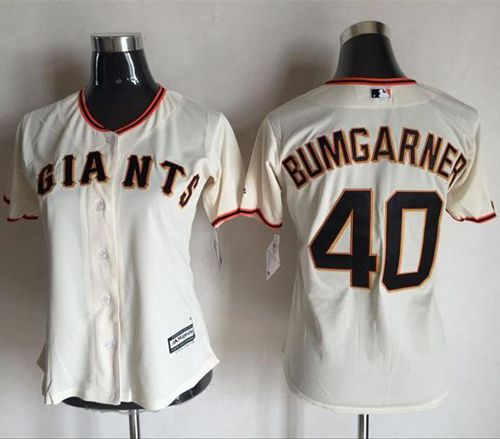 Giants #40 Madison Bumgarner Cream Women's Home Stitched MLB Jersey