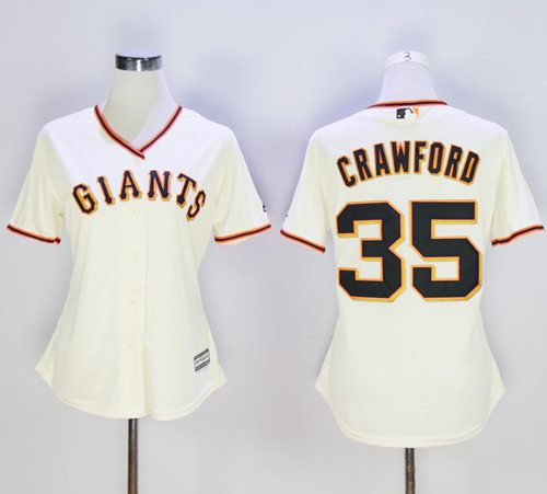 Giants #35 Brandon Crawford Cream Home Women's Stitched MLB Jersey