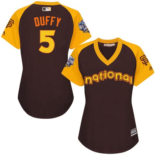 Giants #5 Matt Duffy Brown 2016 All-Star National League Women's Stitched MLB Jersey