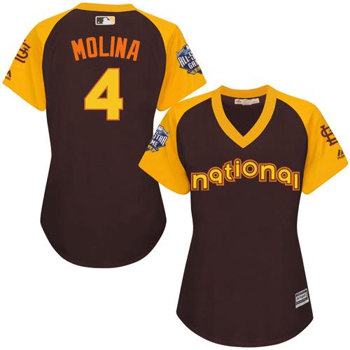 Cardinals #4 Yadier Molina Brown 2016 All-Star National League Women's Stitched MLB Jersey