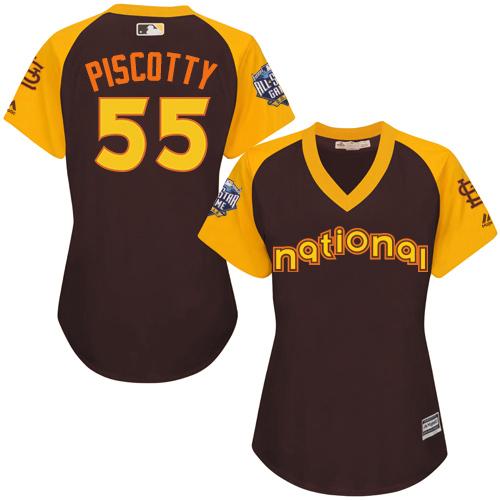 Cardinals #55 Stephen Piscotty Brown 2016 All-Star National League Women's Stitched MLB Jersey