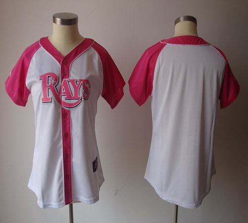 Rays Blank White/Pink Women's Splash Fashion Stitched MLB Jersey