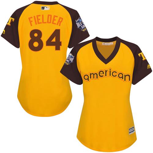 Rangers #84 Prince Fielder Gold 2016 All-Star American League Women's Stitched MLB Jersey