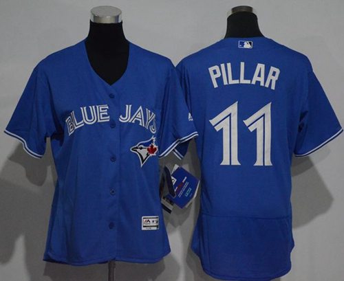 Blue Jays #11 Kevin Pillar Blue Flexbase Authentic Women's Stitched MLB Jersey