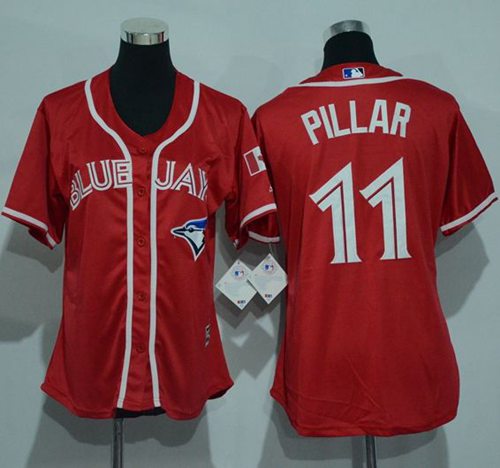 Blue Jays #11 Kevin Pillar Red Canada Day Women's Stitched MLB Jersey