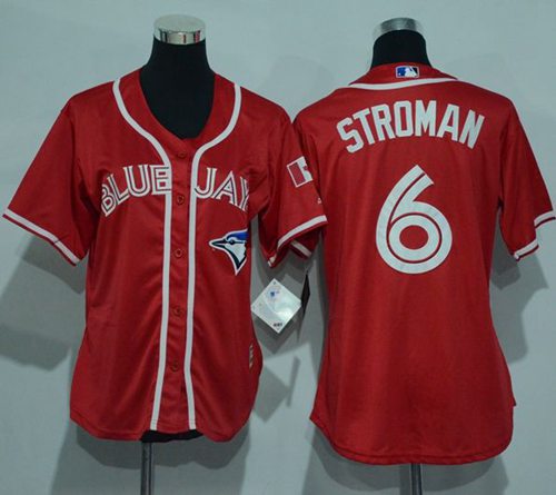 Blue Jays #6 Marcus Stroman Red Canada Day Women's Stitched MLB Jersey