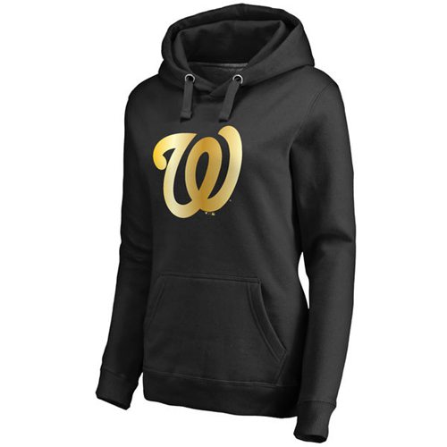 Women's Washington Nationals Gold Collection Pullover Hoodie Black