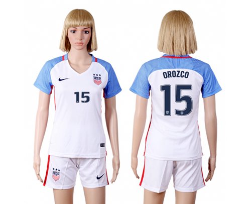Women's USA #15 Orozco Home(Three Star) Soccer Country Jersey
