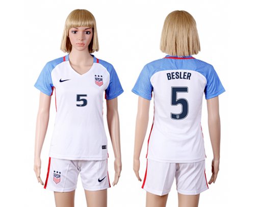 Women's USA #5 Besler Home(Three Star) Soccer Country Jersey
