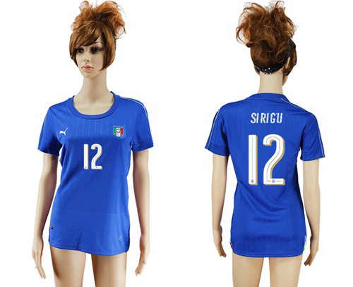 Women's Italy #12 Sirigu Home Soccer Country Jersey