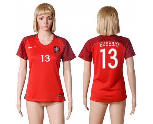 Women's Portugal #13 Eusebio Home Soccer Country Jersey