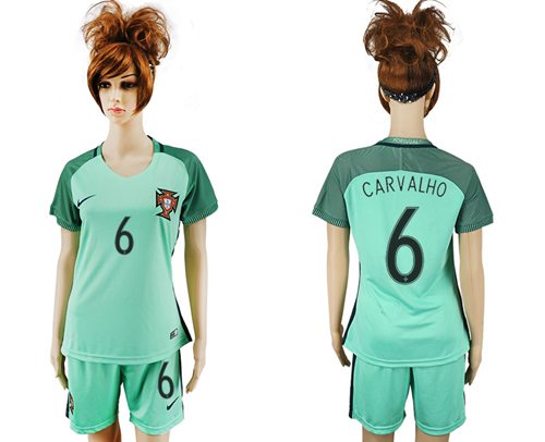 Women's Portugal #6 Carvalho Away Soccer Country Jersey