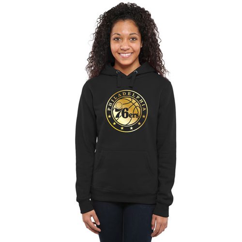 Women's Philadelphia 76ers Gold Collection Pullover Hoodie Black