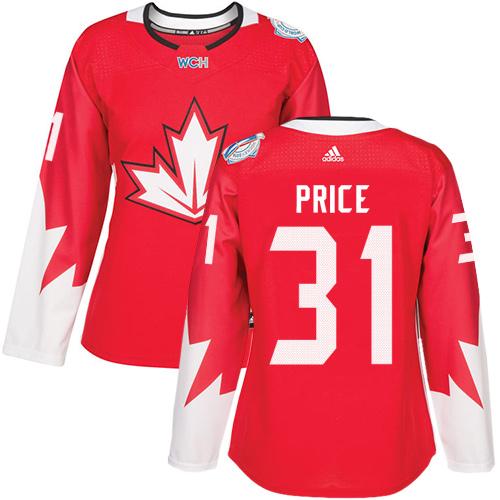 Team Canada #31 Carey Price Red 2016 World Cup Women's Stitched NHL Jersey
