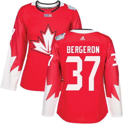 Team Canada #37 Patrice Bergeron Red 2016 World Cup Women's Stitched NHL Jersey