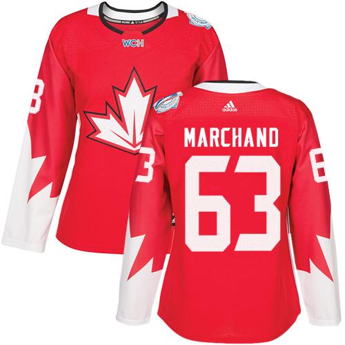 Team Canada #63 Brad Marchand Red 2016 World Cup Women's Stitched NHL Jersey