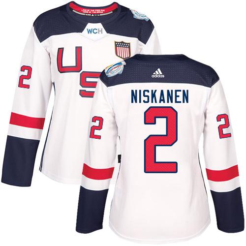 Team USA #2 Matt Niskanen White 2016 World Cup Women's Stitched NHL Jersey