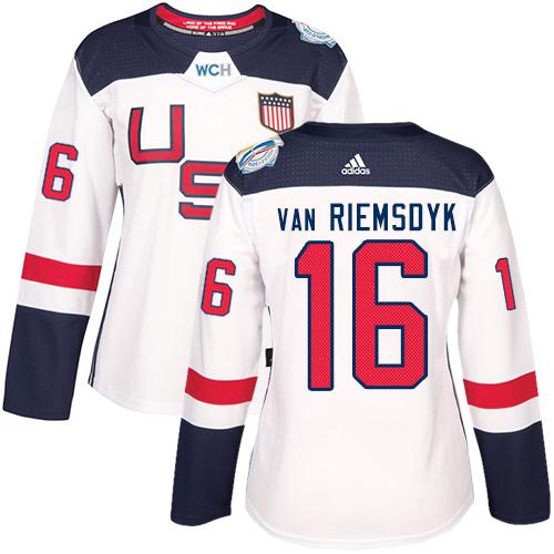 Team USA #16 James van Riemsdyk White 2016 World Cup Women's Stitched NHL Jersey