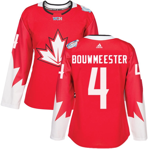 Team Canada #4 Jay Bouwmeester Red 2016 World Cup Women's Stitched NHL Jersey