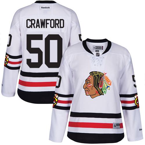 Blackhawks #50 Corey Crawford White 2017 Winter Classic Women's Stitched NHL Jersey