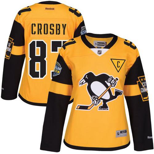 Penguins #87 Sidney Crosby Gold 2017 Stadium Series Women's Stitched NHL Jersey