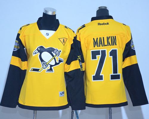 Penguins #71 Evgeni Malkin Gold 2017 Stadium Series Women's Stitched NHL Jersey