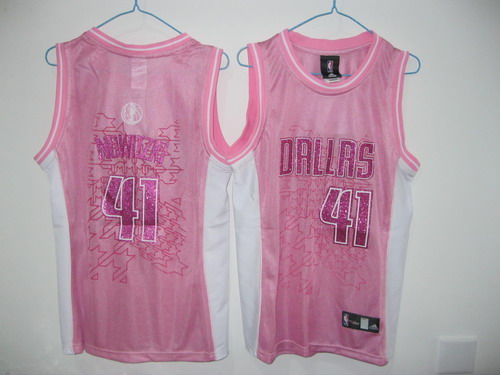 Mavericks #41 Dirk Nowitzki Pink Women Fashion Stitched NBA Jersey