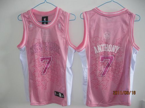 Knicks #7 Carmelo Anthony Pink Women Fashion Stitched NBA Jersey