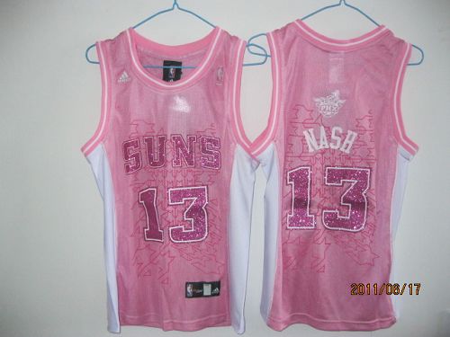 Suns #13 Steve Nash Pink Women Fashion Stitched NBA Jersey