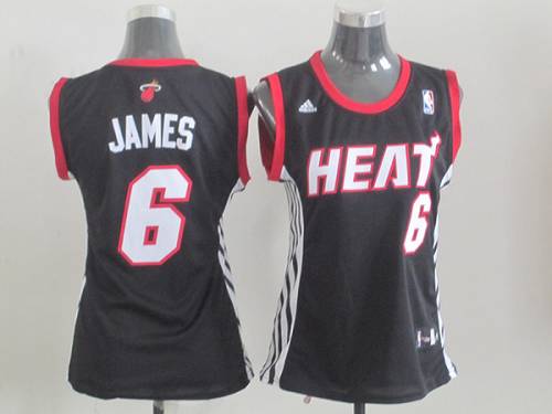Heat #6 LeBron James Black Women's Road Stitched NBA Jersey
